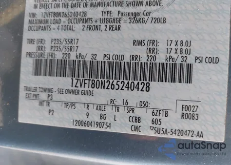 2006 Ford Mustang V6 from USA, damaged, VIN 1ZVFT80N265240428